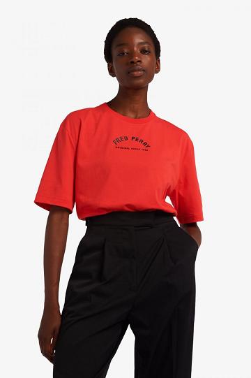 Red Fred Perry Arch Branded Women's T Shirts | PH 2020GSOL